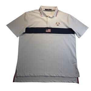 Ralph Lauren RLX 2020 Ryder Cup‎ Team Issued Polo Shirt Men Large White Navy